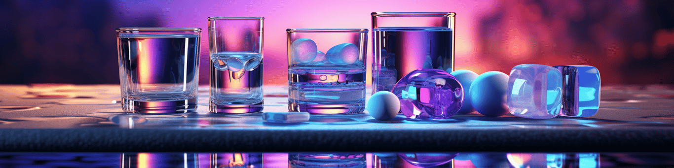 image of drug pills surrounding a glass of water symbolizing drug consumption