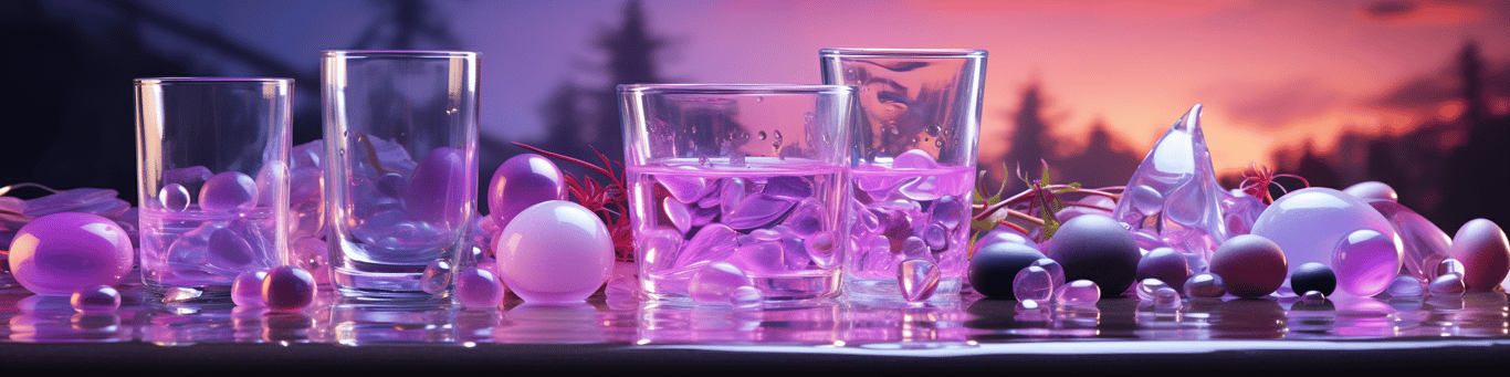 image of drug pills surrounding a glass of water symbolizing drug consumption
