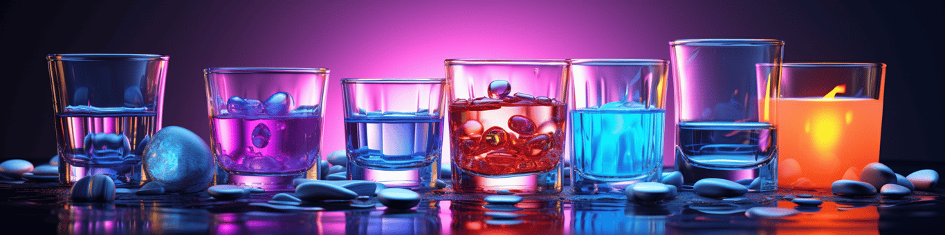 image of drug pills surrounding a glass of water symbolizing drug consumption