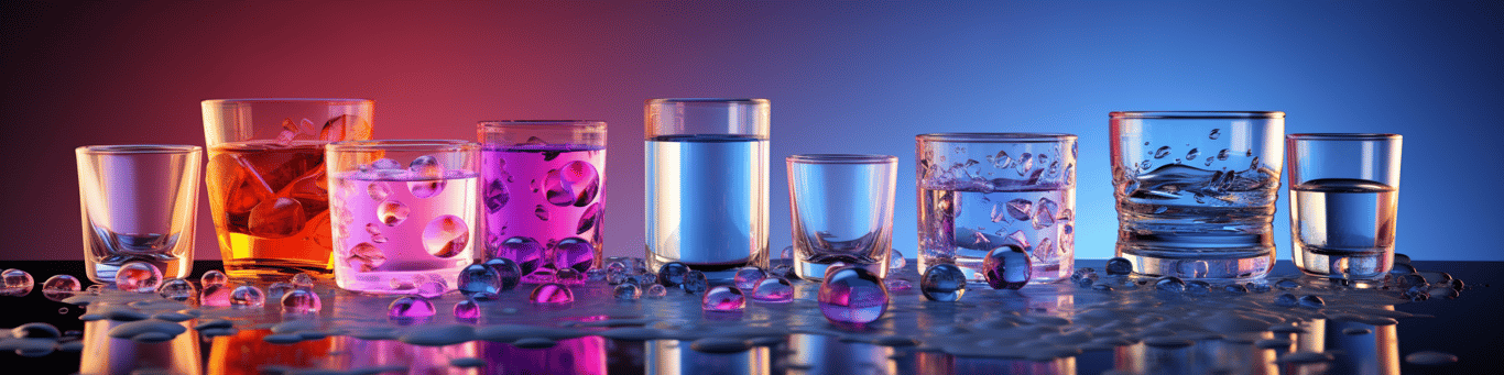 image of drug pills surrounding a glass of water symbolizing drug consumption