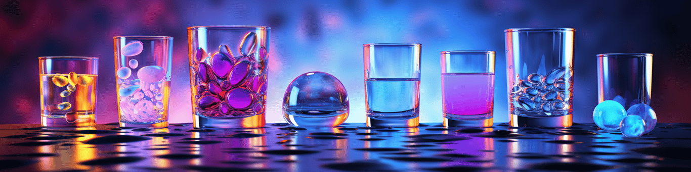 image of drug pills surrounding a glass of water symbolizing drug consumption