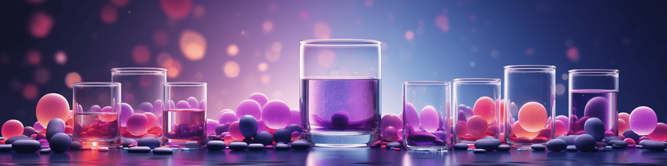 image of drug pills surrounding a glass of water symbolizing drug consumption