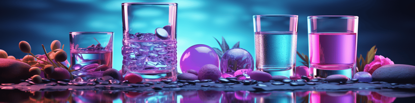 image of drug pills surrounding a glass of water symbolizing drug consumption