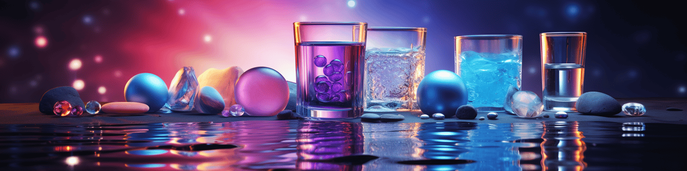 image of drug pills surrounding a glass of water symbolizing drug consumption