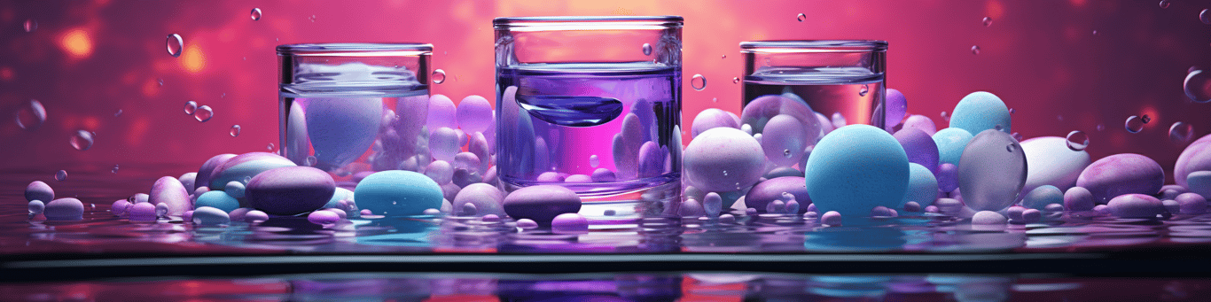 image of drug pills surrounding a glass of water symbolizing drug consumption