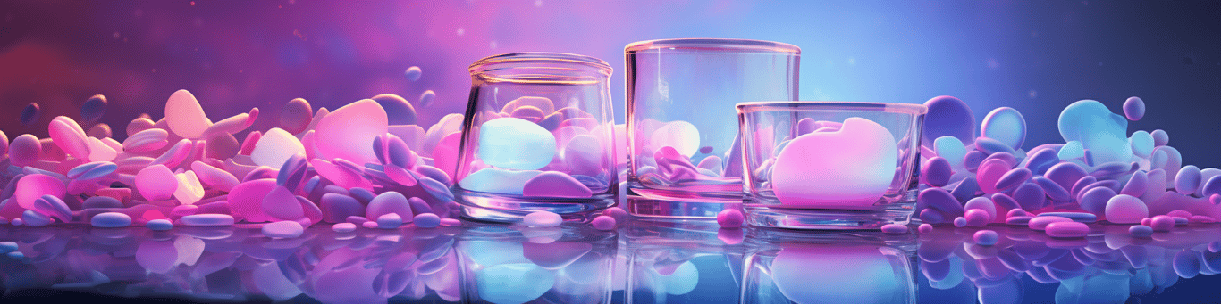 image of drug pills surrounding a glass of water symbolizing drug consumption