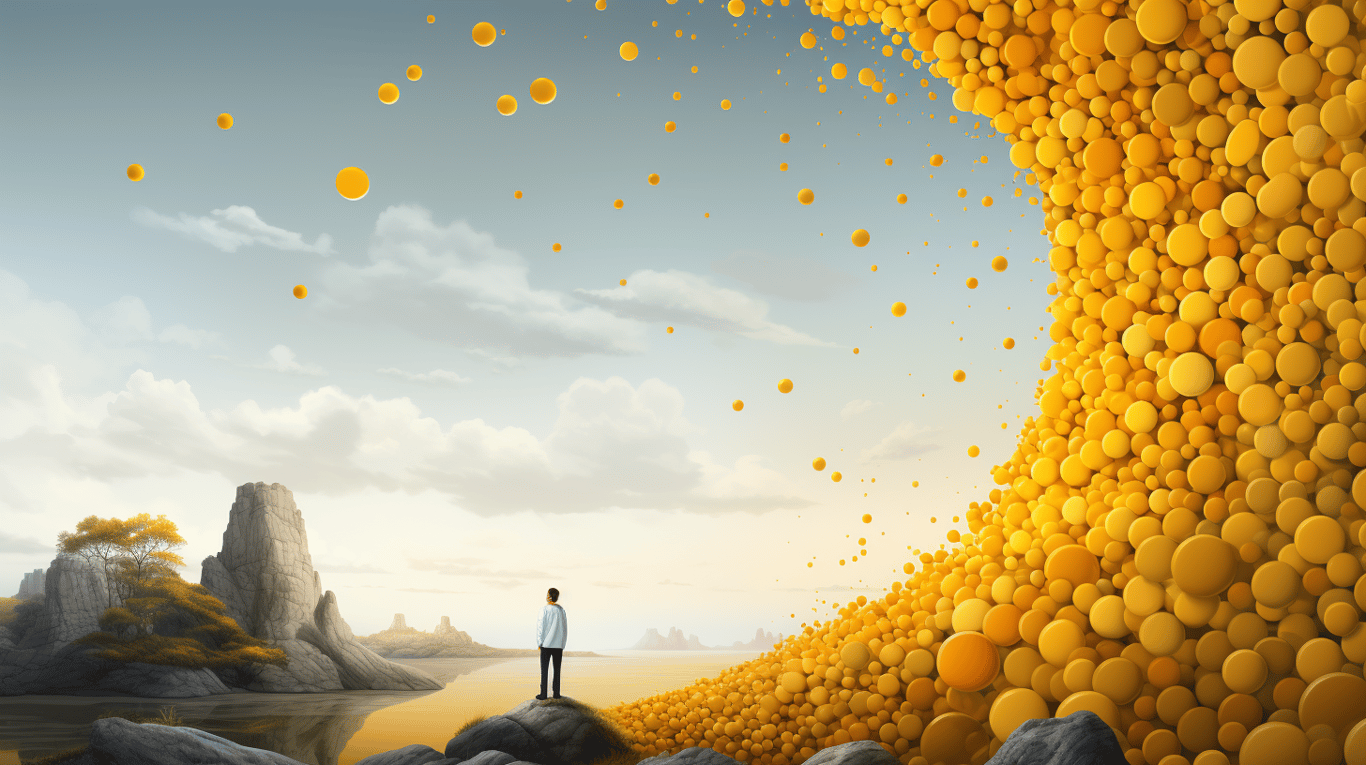 abstract image of a researcher studying a bottle of drug.