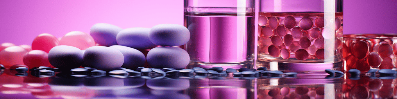 image of drug pills surrounding a glass of water symbolizing drug consumption