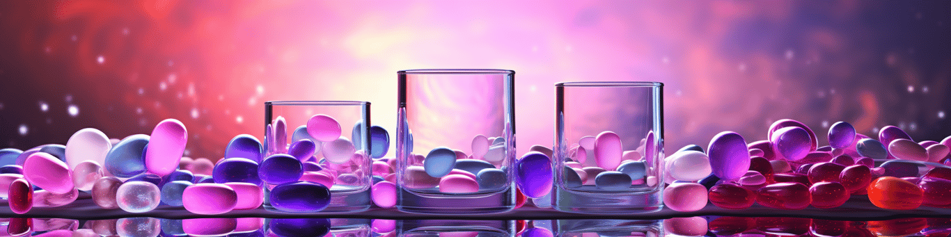 image of drug pills surrounding a glass of water symbolizing drug consumption