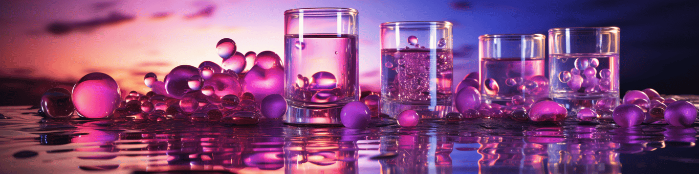 image of drug pills surrounding a glass of water symbolizing drug consumption