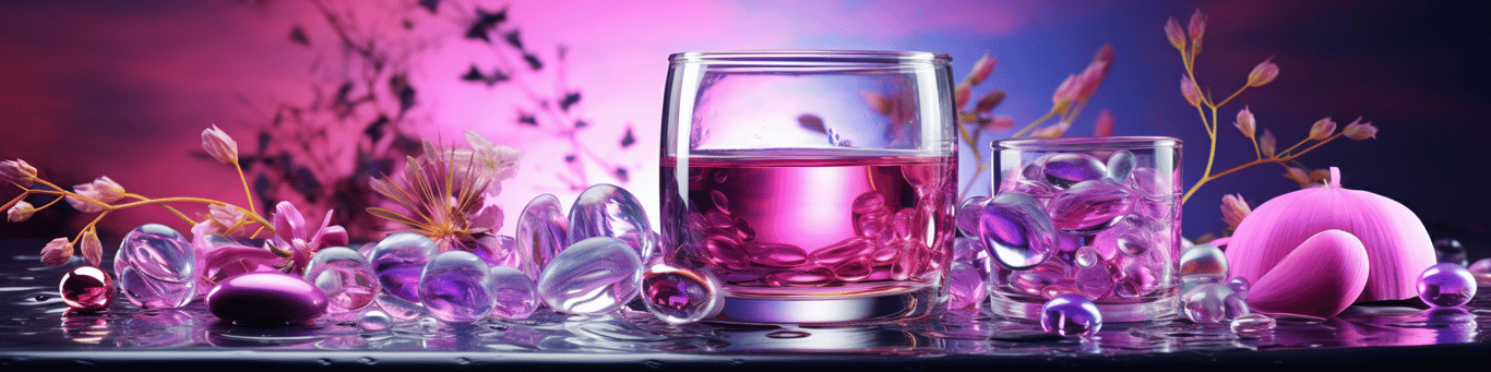 image of drug pills surrounding a glass of water symbolizing drug consumption