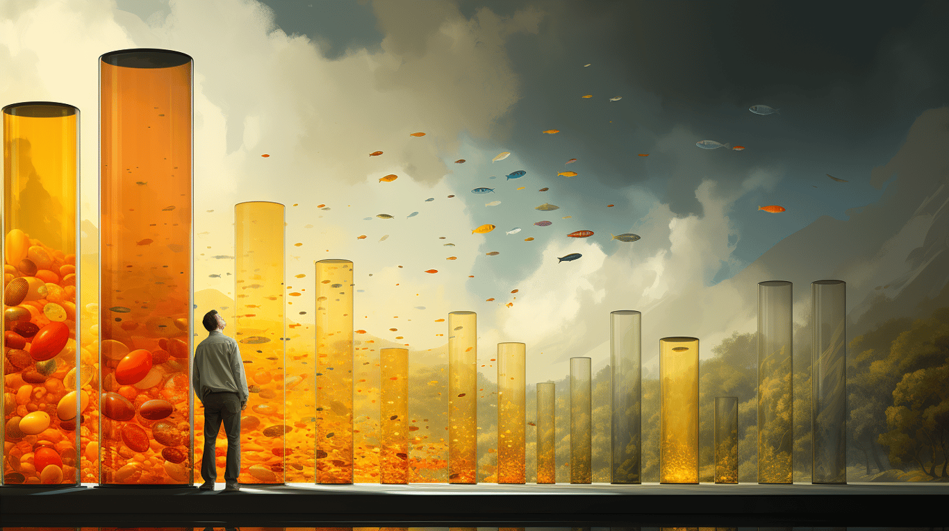 abstract image of a researcher studying a bottle of drug.