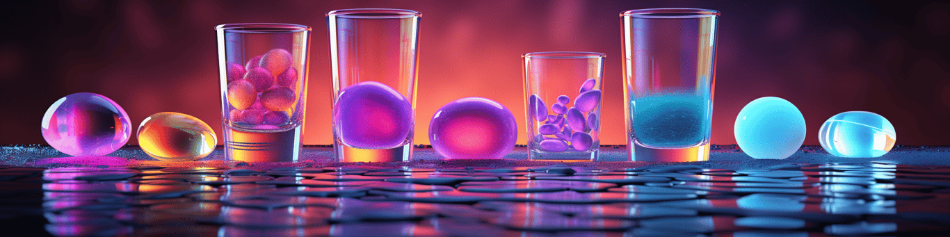 image of drug pills surrounding a glass of water symbolizing drug consumption