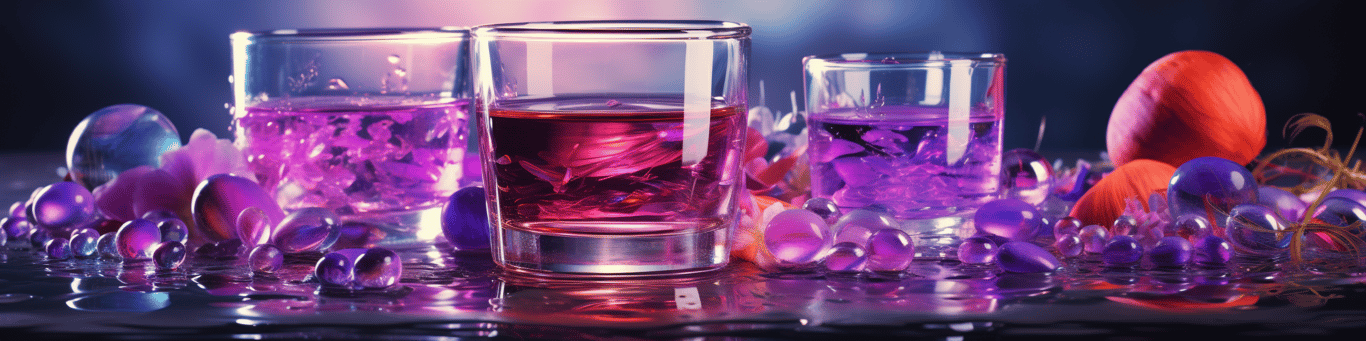 image of drug pills surrounding a glass of water symbolizing drug consumption
