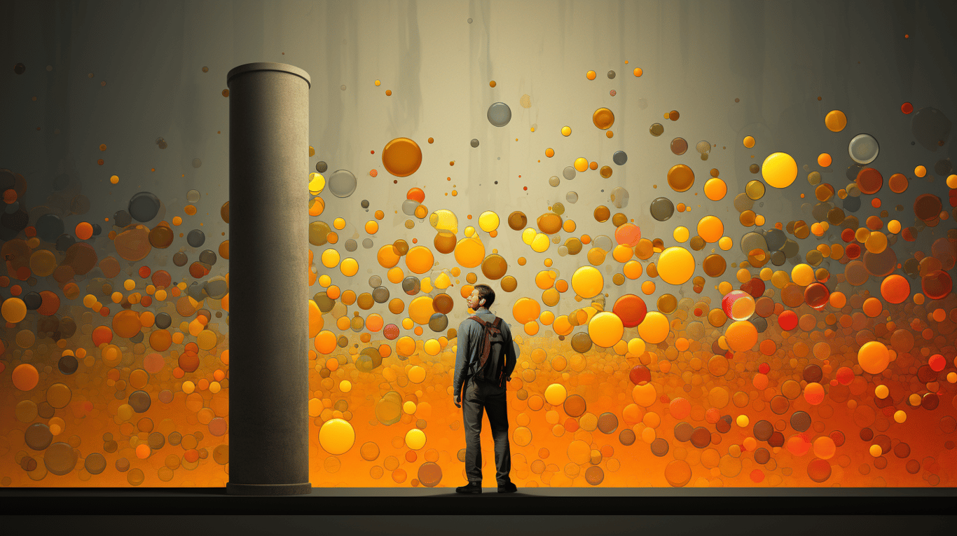 abstract image of a researcher studying a bottle of drug.