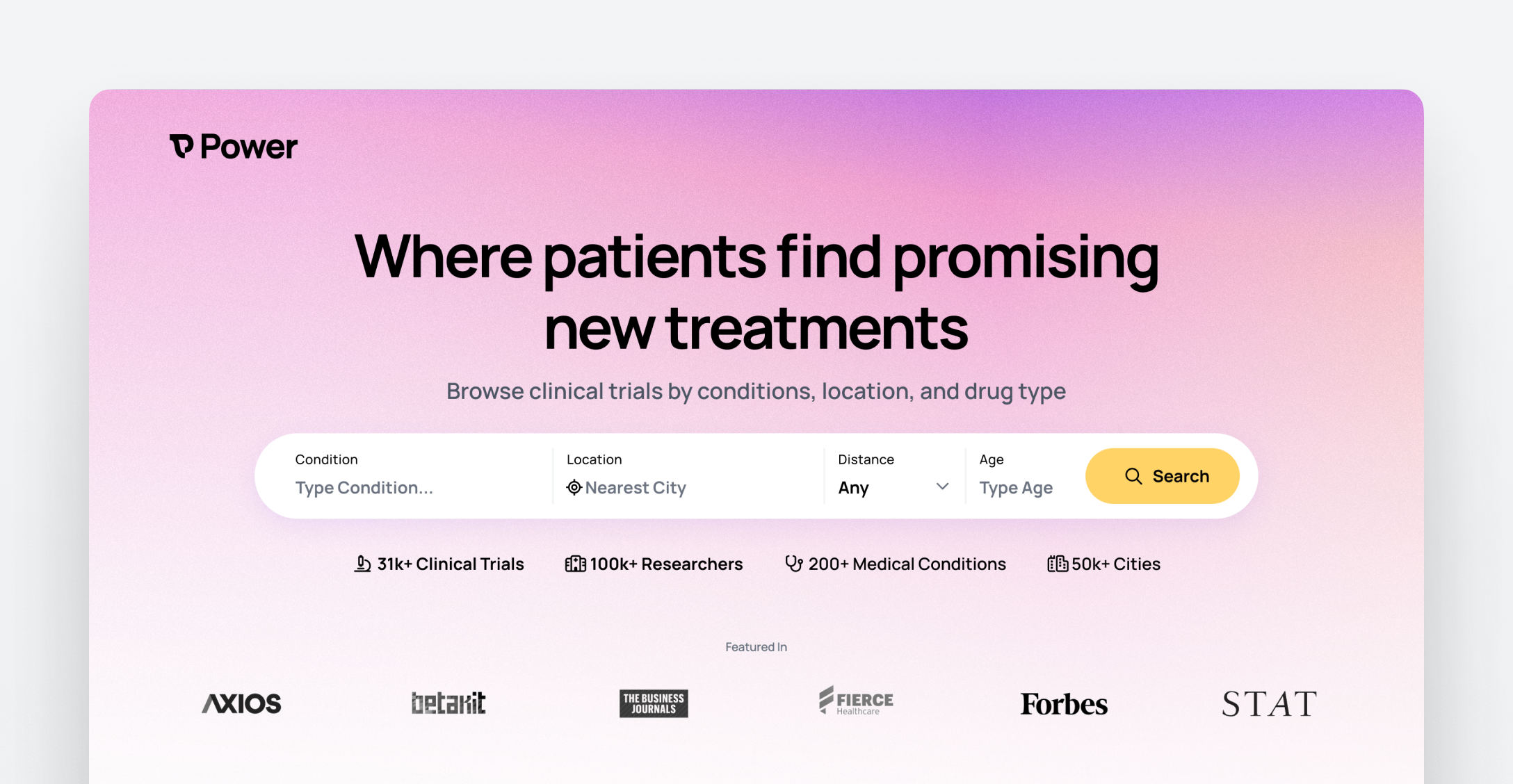 Power Clinical Trial Search Page