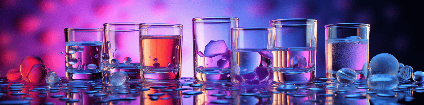 image of drug pills surrounding a glass of water symbolizing drug consumption