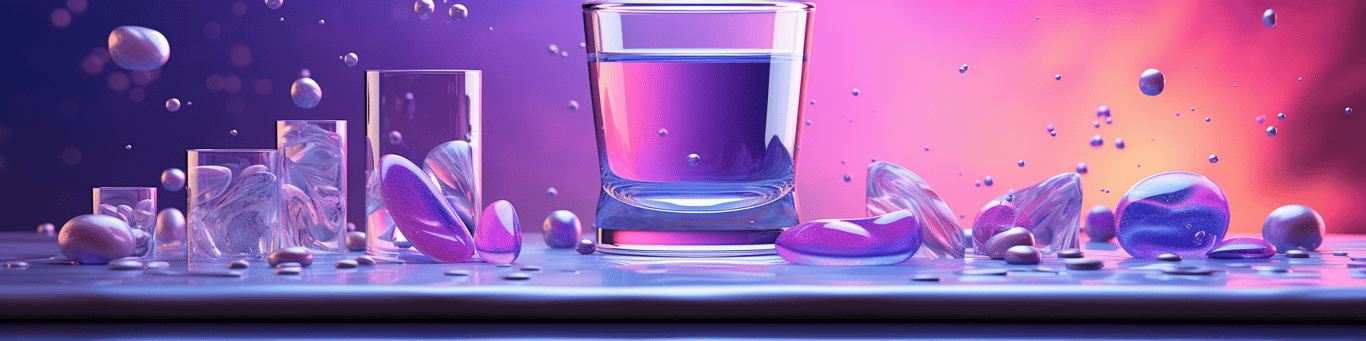 image of drug pills surrounding a glass of water symbolizing drug consumption