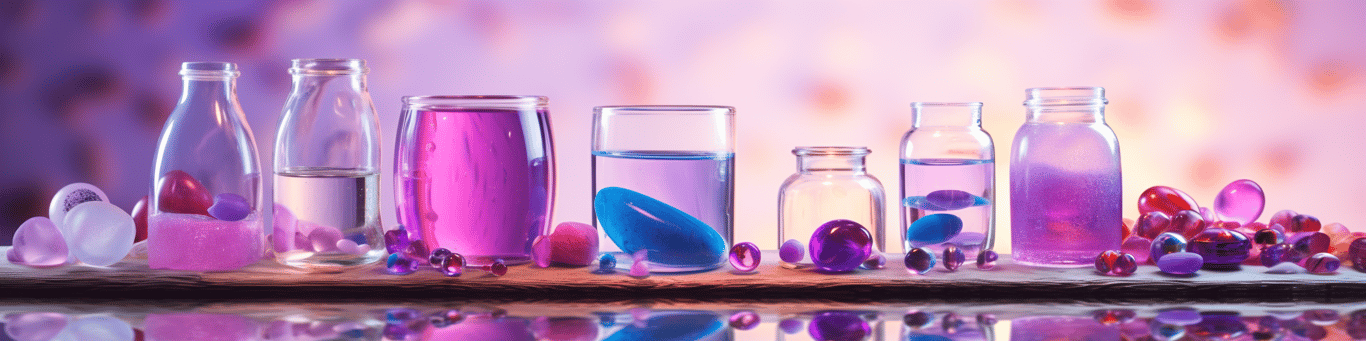 image of drug pills surrounding a glass of water symbolizing drug consumption