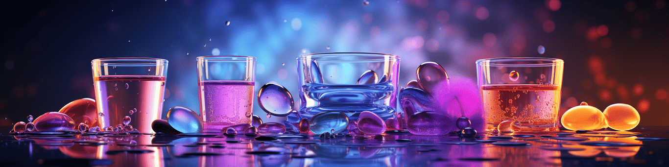 image of drug pills surrounding a glass of water symbolizing drug consumption