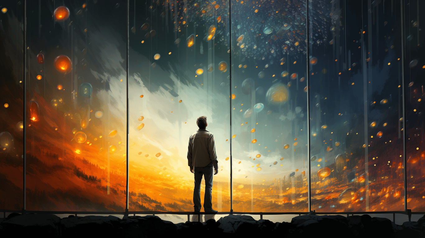 abstract image of a researcher studying a bottle of drug.