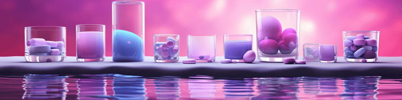 image of drug pills surrounding a glass of water symbolizing drug consumption