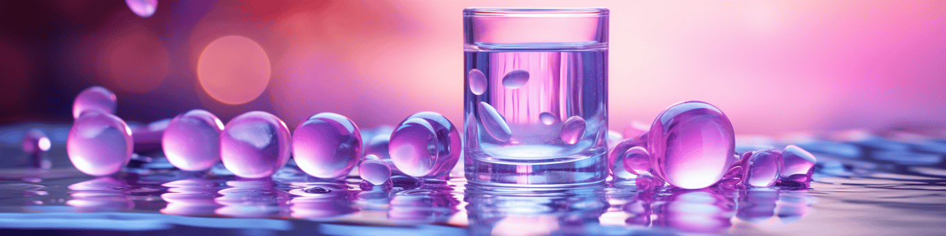 image of drug pills surrounding a glass of water symbolizing drug consumption