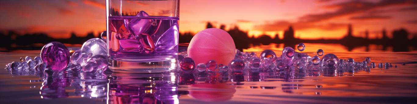 image of drug pills surrounding a glass of water symbolizing drug consumption