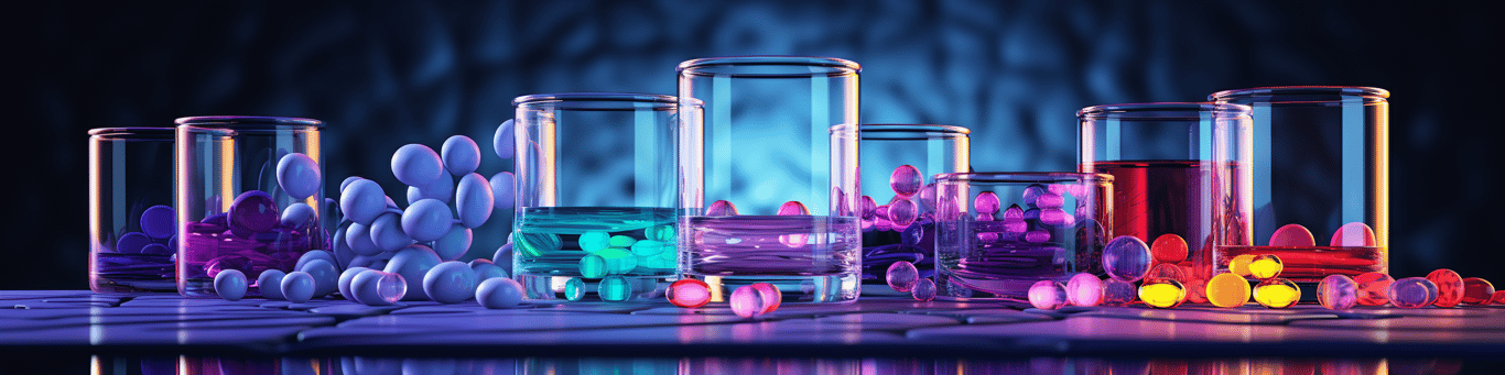 image of drug pills surrounding a glass of water symbolizing drug consumption