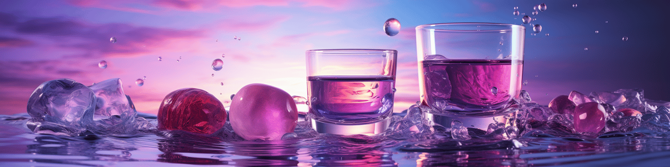 image of drug pills surrounding a glass of water symbolizing drug consumption