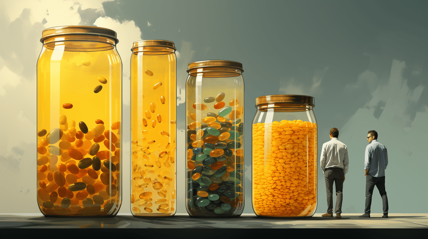 abstract image of a researcher studying a bottle of drug.