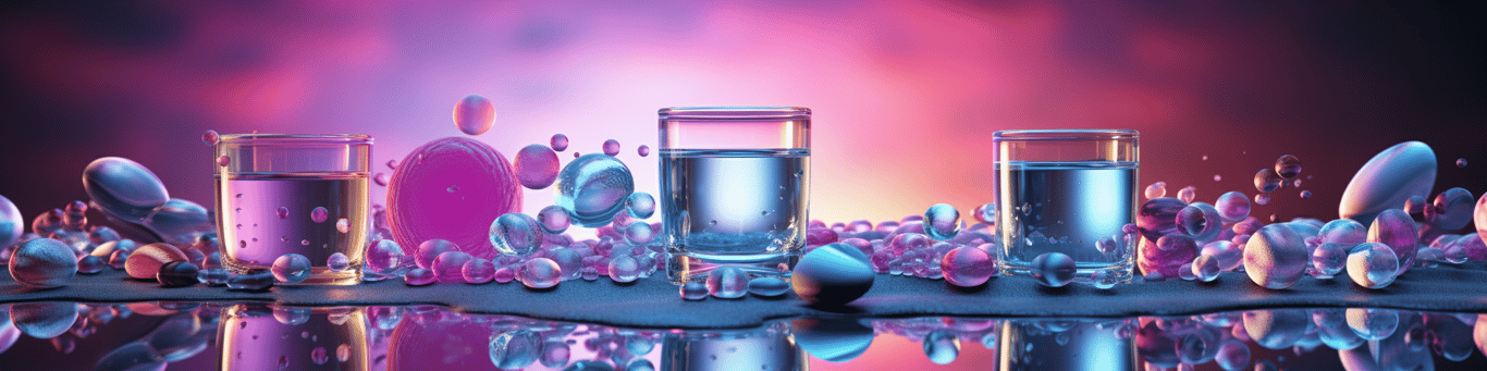 image of drug pills surrounding a glass of water symbolizing drug consumption