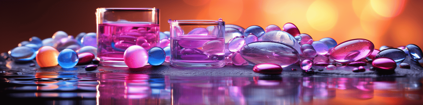 image of drug pills surrounding a glass of water symbolizing drug consumption