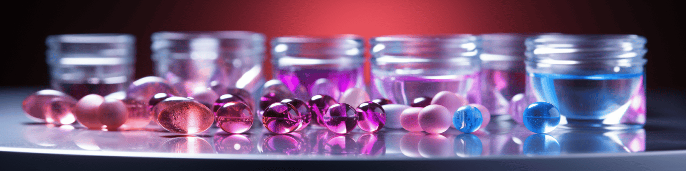 image of drug pills surrounding a glass of water symbolizing drug consumption