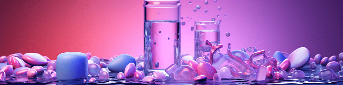 image of drug pills surrounding a glass of water symbolizing drug consumption