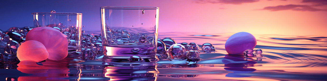 image of drug pills surrounding a glass of water symbolizing drug consumption