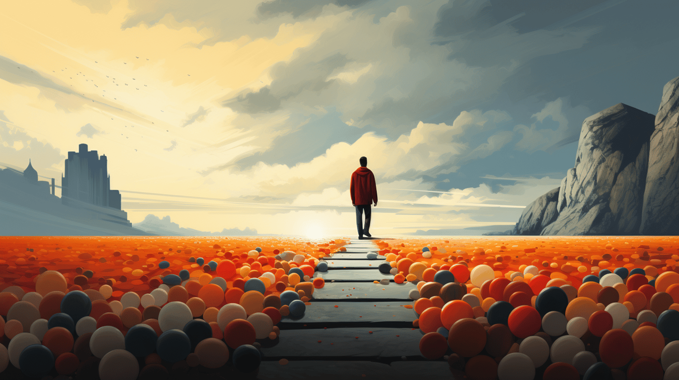 abstract image of a researcher studying a bottle of drug.