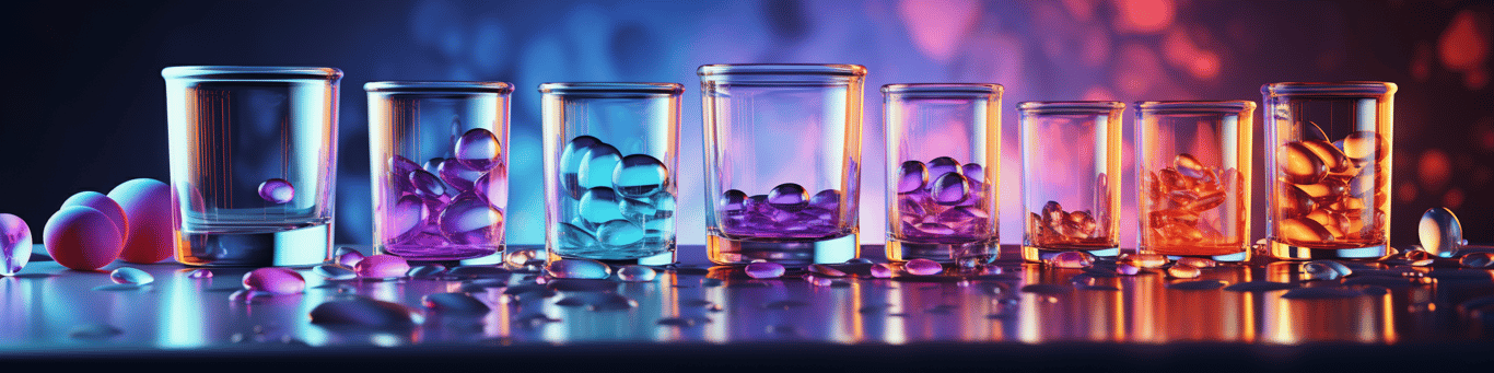 image of drug pills surrounding a glass of water symbolizing drug consumption