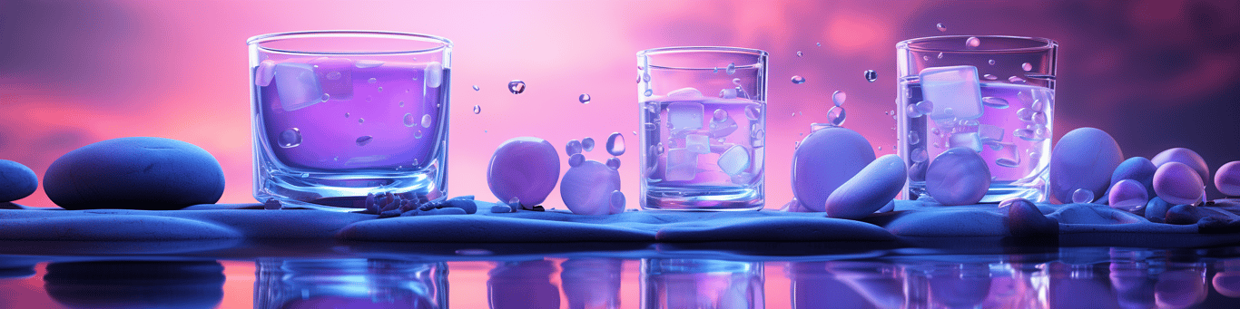image of drug pills surrounding a glass of water symbolizing drug consumption