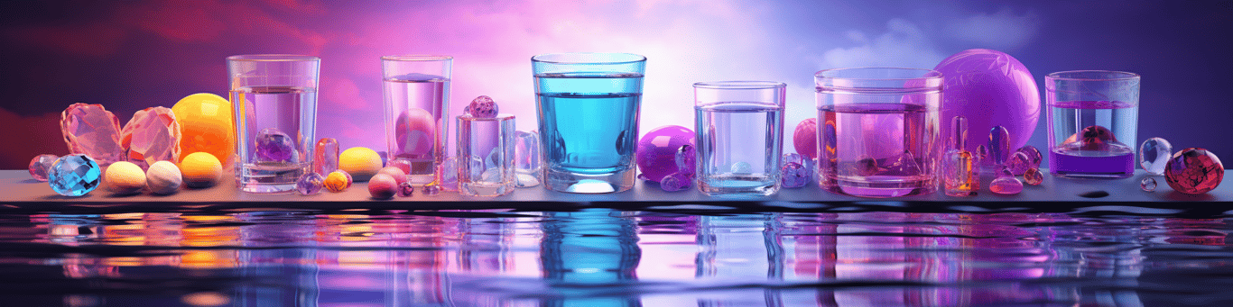 image of drug pills surrounding a glass of water symbolizing drug consumption