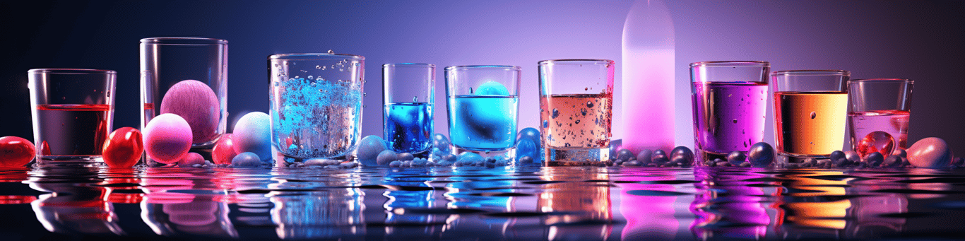 image of drug pills surrounding a glass of water symbolizing drug consumption