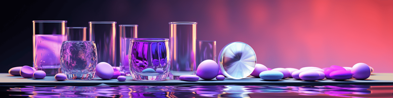image of drug pills surrounding a glass of water symbolizing drug consumption
