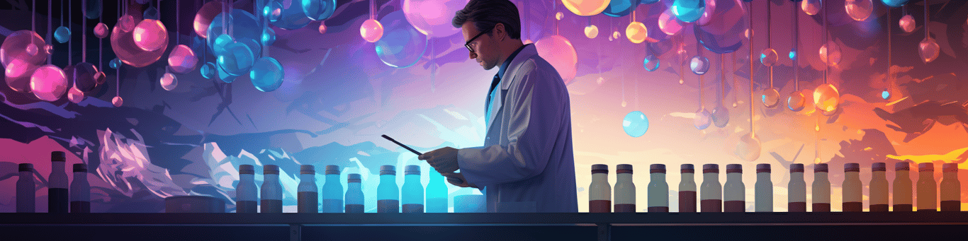 image of a doctor in a lab doing drug, clinical research