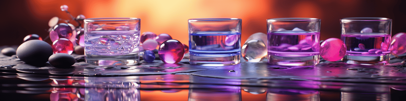 image of drug pills surrounding a glass of water symbolizing drug consumption