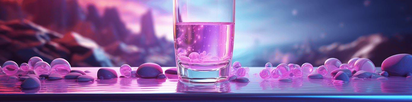 image of drug pills surrounding a glass of water symbolizing drug consumption