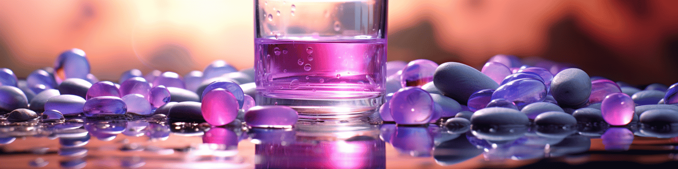 image of drug pills surrounding a glass of water symbolizing drug consumption