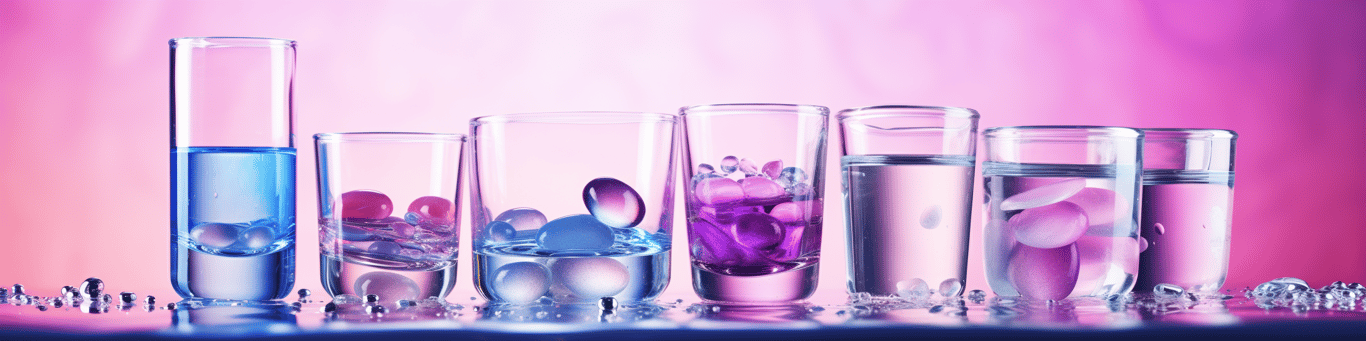 image of drug pills surrounding a glass of water symbolizing drug consumption