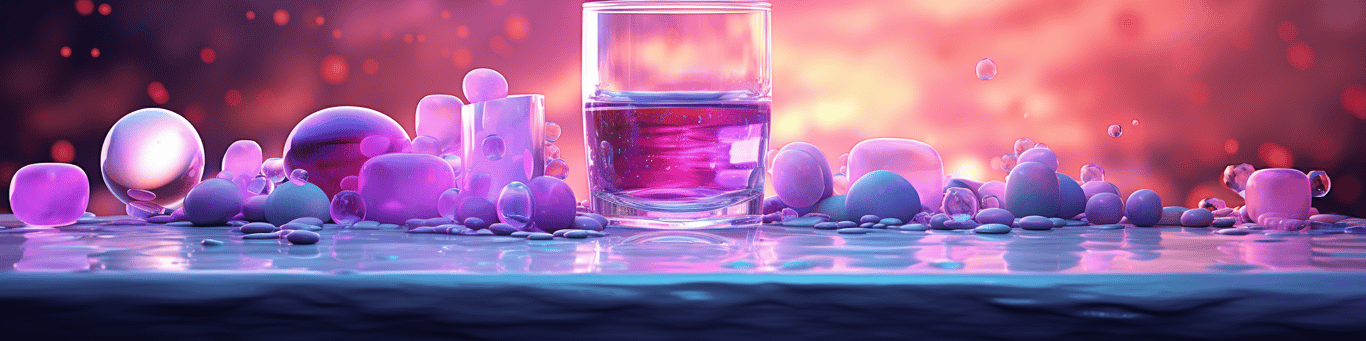 image of drug pills surrounding a glass of water symbolizing drug consumption