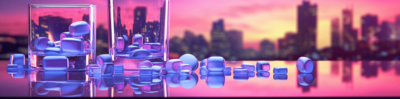 image of drug pills surrounding a glass of water symbolizing drug consumption
