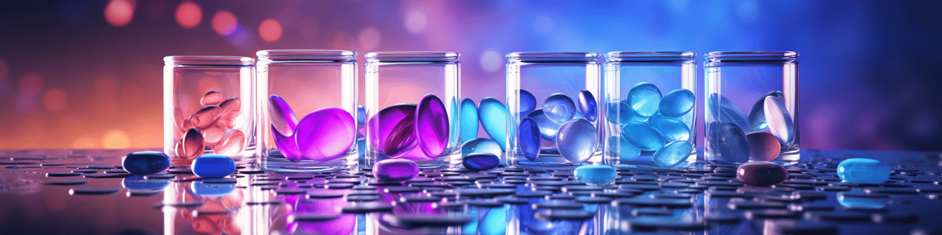 image of drug pills surrounding a glass of water symbolizing drug consumption